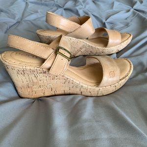Tan Born cork wedges